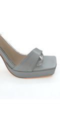 Satin Block Heel Platform Ankle Strap Sandal