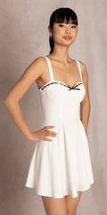 Scuba Sweetheart Skater Dress with Lace Bow Detail