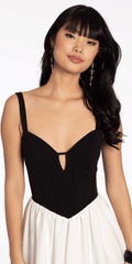 Two Tone Sweetheart Scuba Tiered Fit and Flare Dress