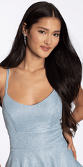 Double X Back Shimmer Two Tier Fit and Flare Dress