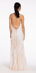 Sequin Lace Up Back Column Dress