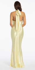 Satin Tie Back Halter Column Dress