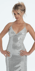 Sequin Tie Back Column Dress