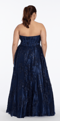 Strapless Glitter Mesh Corset Ballgown