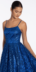 Strappy Back glitter Mesh Ballgown with Pockets