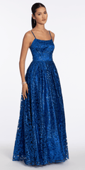 Strappy Back glitter Mesh Ballgown with Pockets