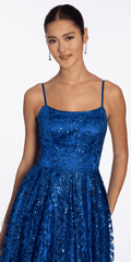 Strappy Back glitter Mesh Ballgown with Pockets