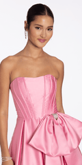 Strapless Satin Coreset Ballgown with Side Bow