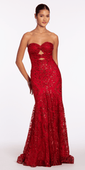 Sweetheart Glitter Mesh Mermaid Dress with Peek-a-Boo Bodice