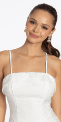 Floral Jacquard Foldover Square Neck Skater Dress