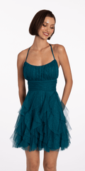 Scoop Neck Glitter Fit and Flare Dress with Tendrils
