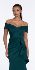 Off the Shoulder Scuba Dress with Side Ruffle