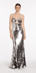 Rhinestone Sweetheart Keyhole Column Dress with Paillettes