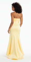 Strapless Pleated Cut Out Double Bow Trumpet Dress