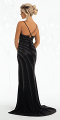 Shimmer Knit Criss Cross Sweetheart Column Dress with Heat Set Stones