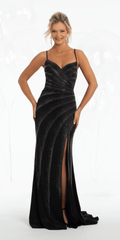 Shimmer Knit Criss Cross Sweetheart Column Dress with Heat Set Stones