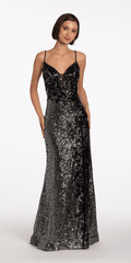 Plunging Sequin Sweetheart Corset Back Column Dress