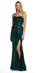 Lace Up Back Beaded Sheath Dress
