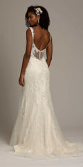 Illusion Scoop Back Embroidered Mermaid Dress