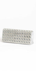 Embossed Baguette Rhinestone Full Flap Handbag