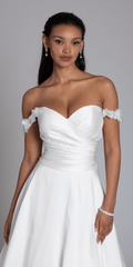 Mikado Off the Shoulder Pleated Bodice Ballgown with Pockets