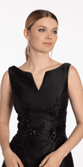Mikado Embellished Bateau Neck A Line Dress with Pockets