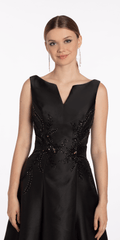 Mikado Embellished Bateau Neck A Line Dress with Pockets