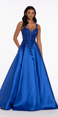Sweetheart Floral Applique Mikado Ballgown with Pockets
