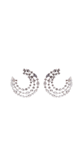 Crescent Moon 3 Row Rhinestone Earrings