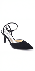 Satin Rhinestone Double Strap Slingback Sandal