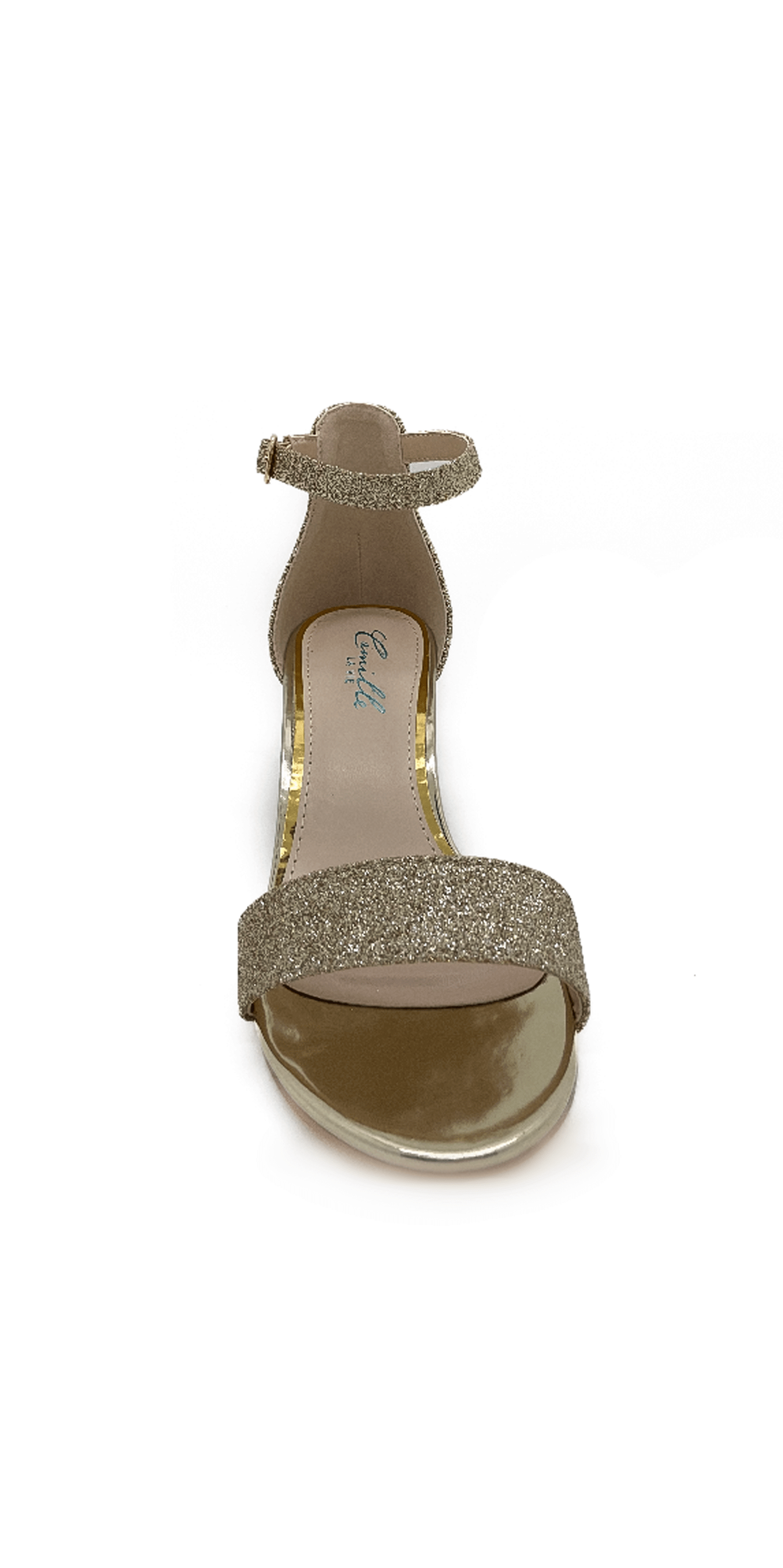 Low Heel Glitter  Ankle Strap Sandal