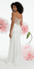 Rhinestone Sweetheart Corset Sequin Column Dress with Shawl