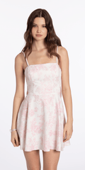Floral Print Deep Scoop Back Skater Dress with Bow