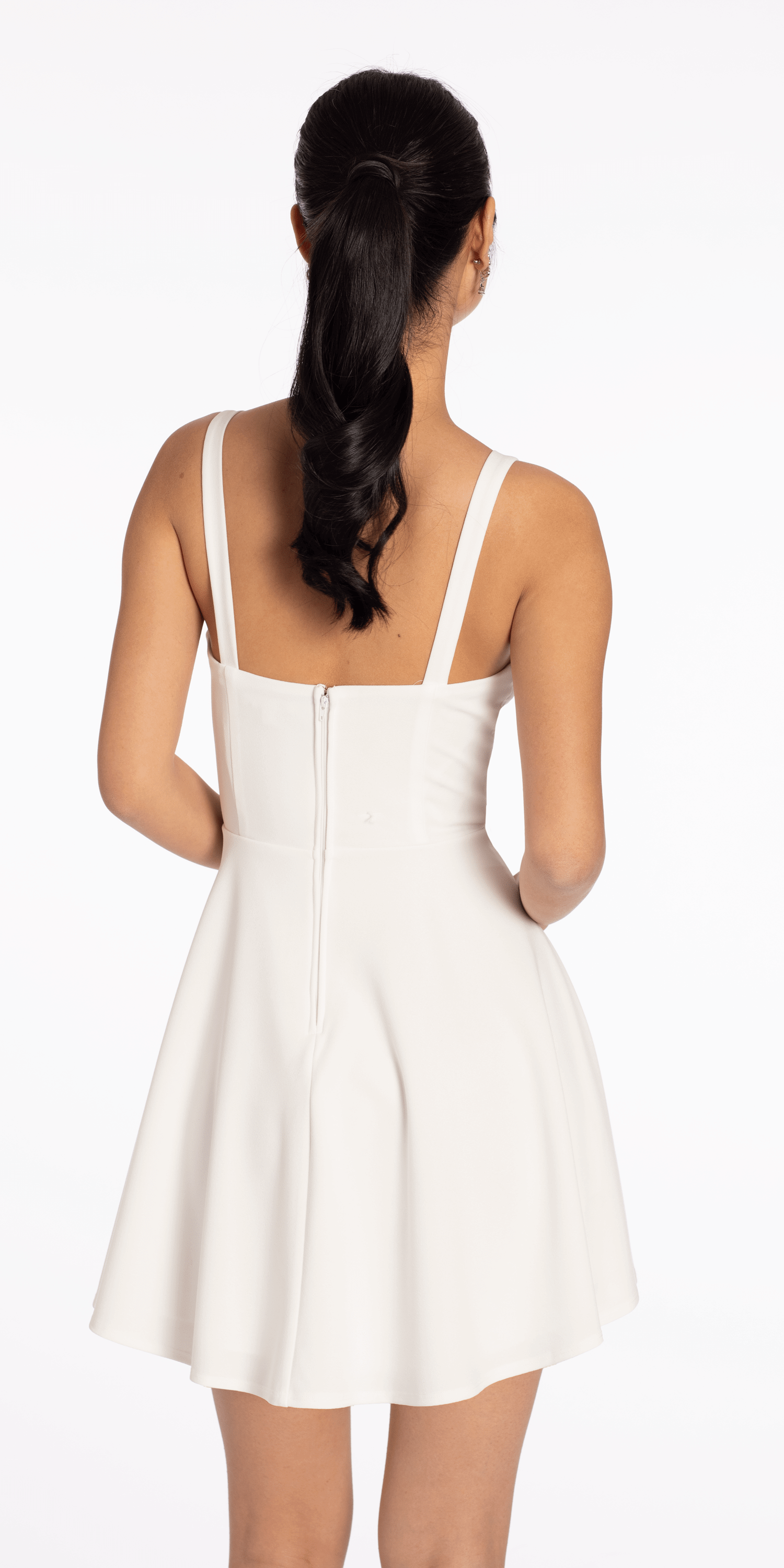 Scuba Sweetheart Skater Dress with Lace Bow Detail