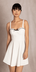 Scuba Sweetheart Skater Dress with Lace Bow Detail