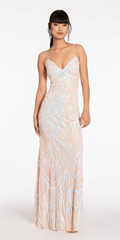 Sequin Lace Up Back Column Dress