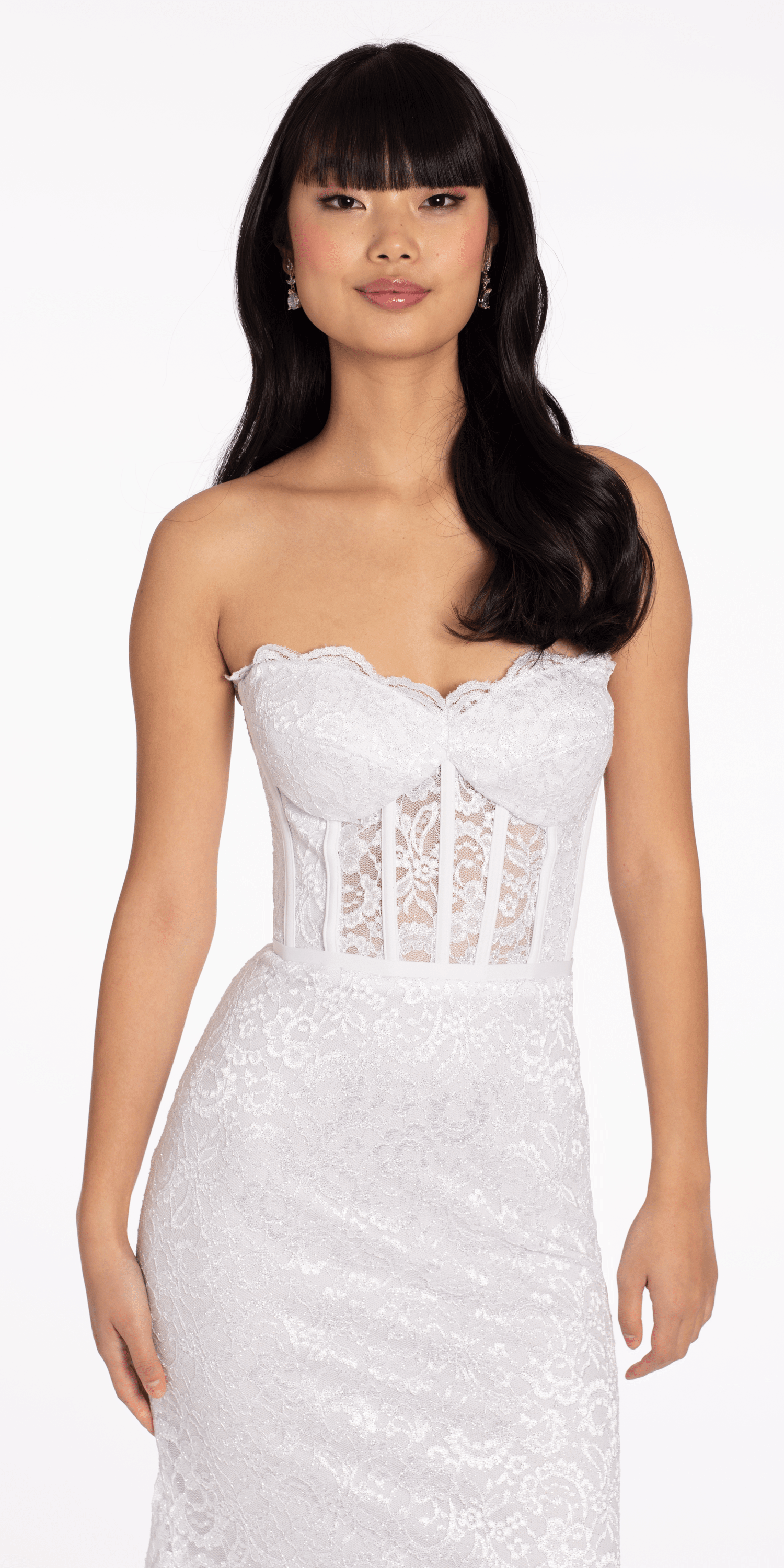Sweetheart Glitter Floral Lace Corset Trumpet Dress