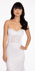 Sweetheart Glitter Floral Lace Corset Trumpet Dress