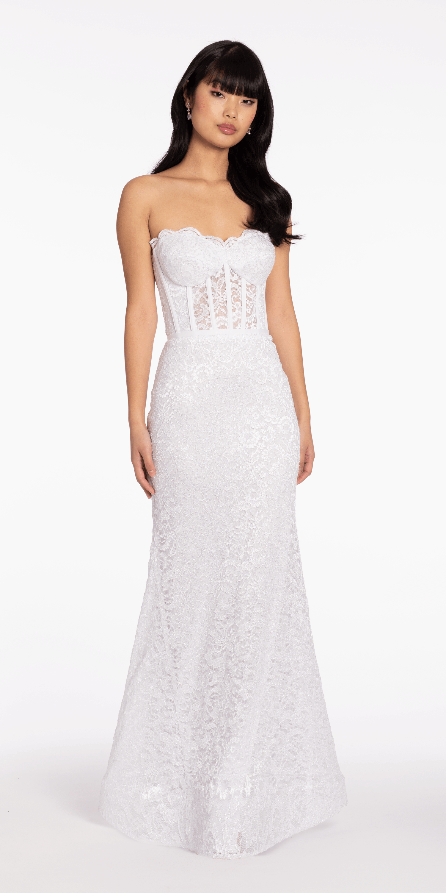Sweetheart Glitter Floral Lace Corset Trumpet Dress