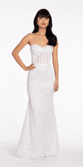 Sweetheart Glitter Floral Lace Corset Trumpet Dress