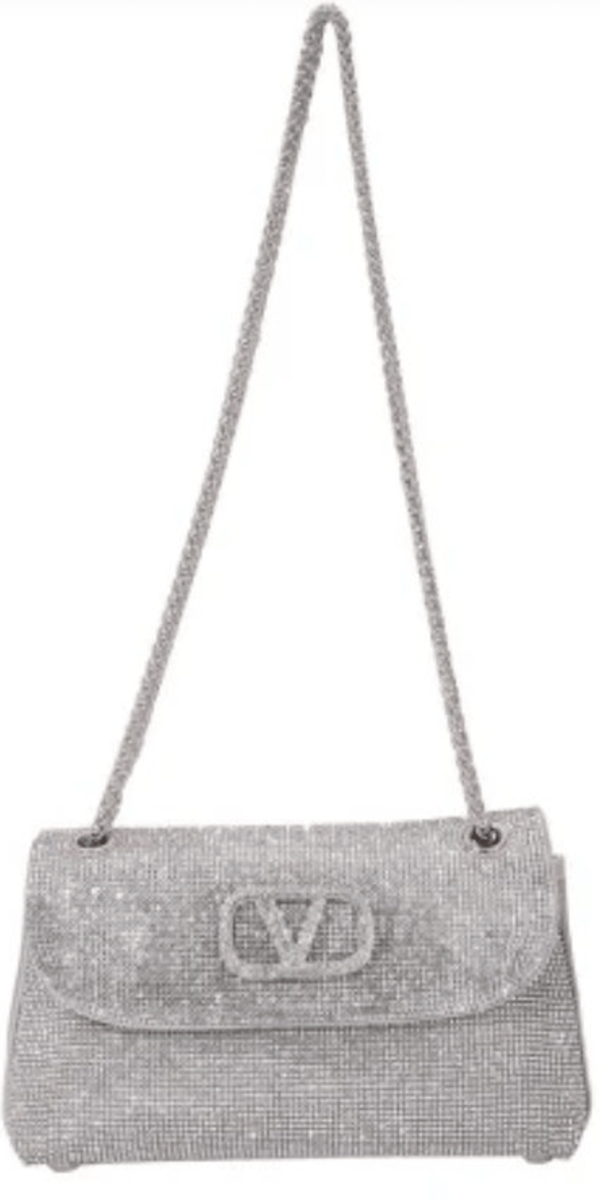 Rhinestone-1/2 Flap Handbag with Chain Link Strap