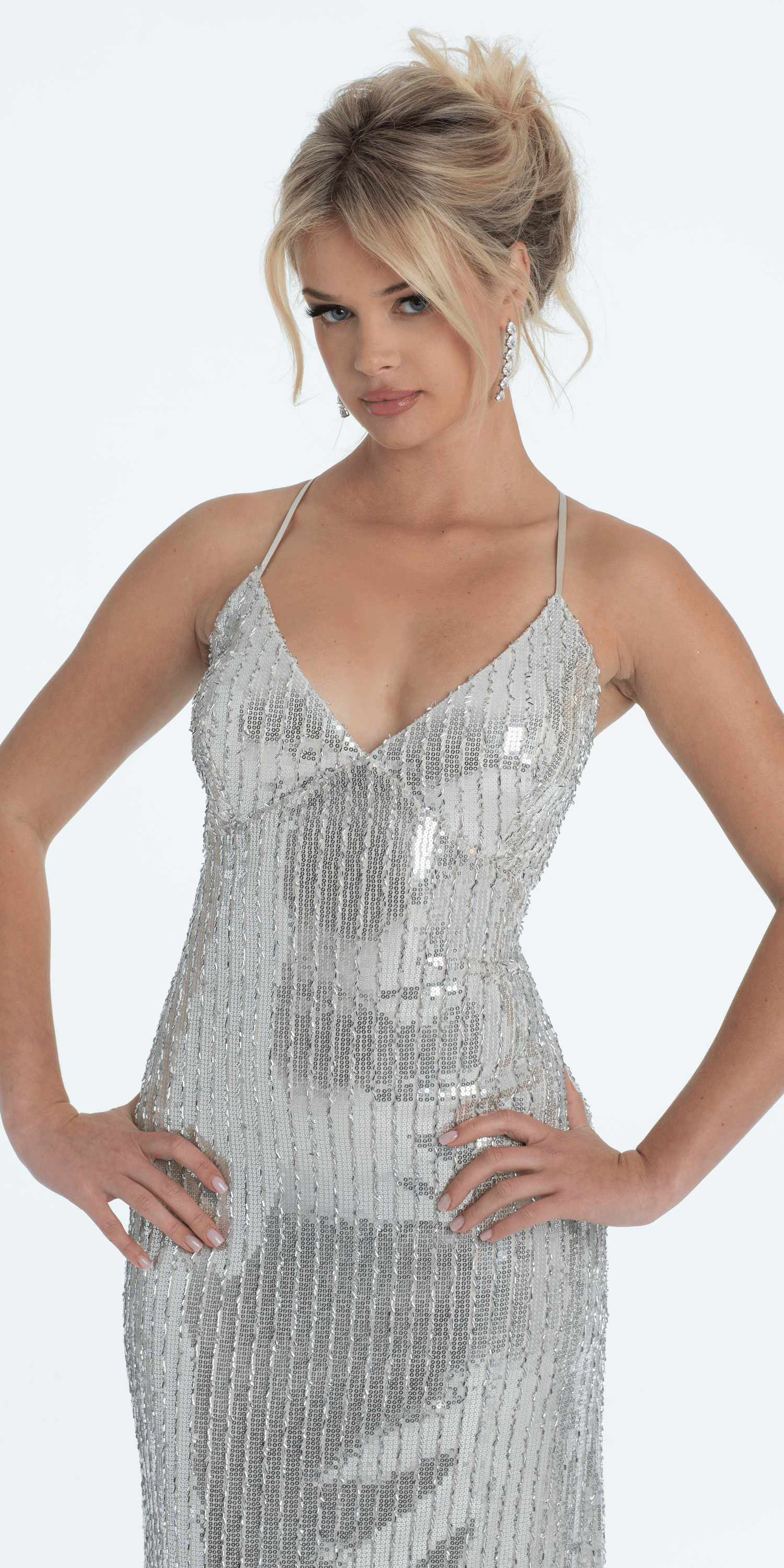Sequin Tie Back Column Dress
