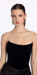 Strapless Velvet Corset Satin Column Dress with Ruching
