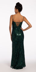 Sweetheart Sequin Floral Lace Corset Column Dress