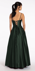Sweetheart Pleated Satin Corset Ballgown with Pockets
