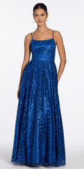 Strappy Back glitter Mesh Ballgown with Pockets