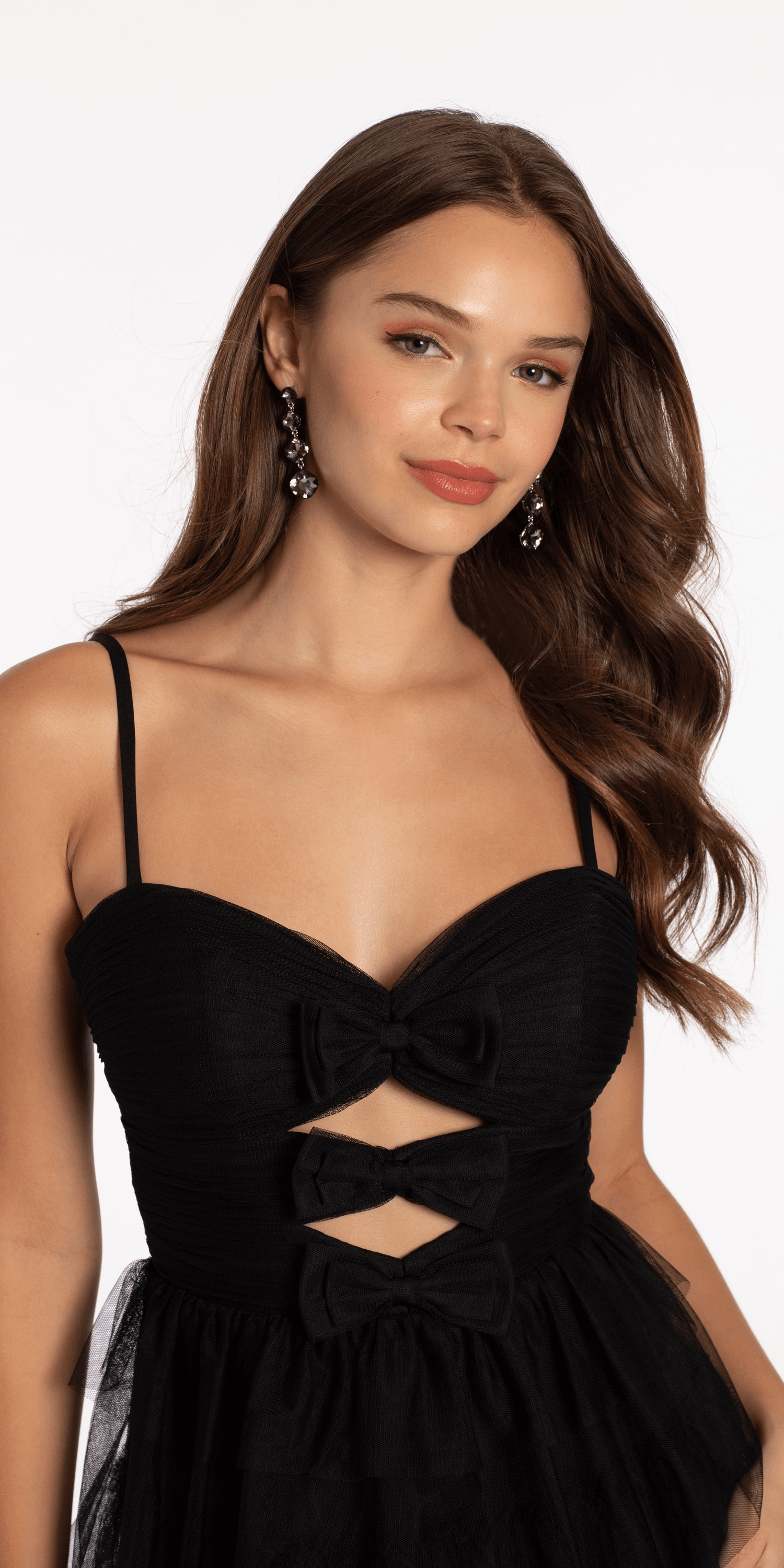 Peek a Boo Bows Mesh Tiered Fit and Flare Dress