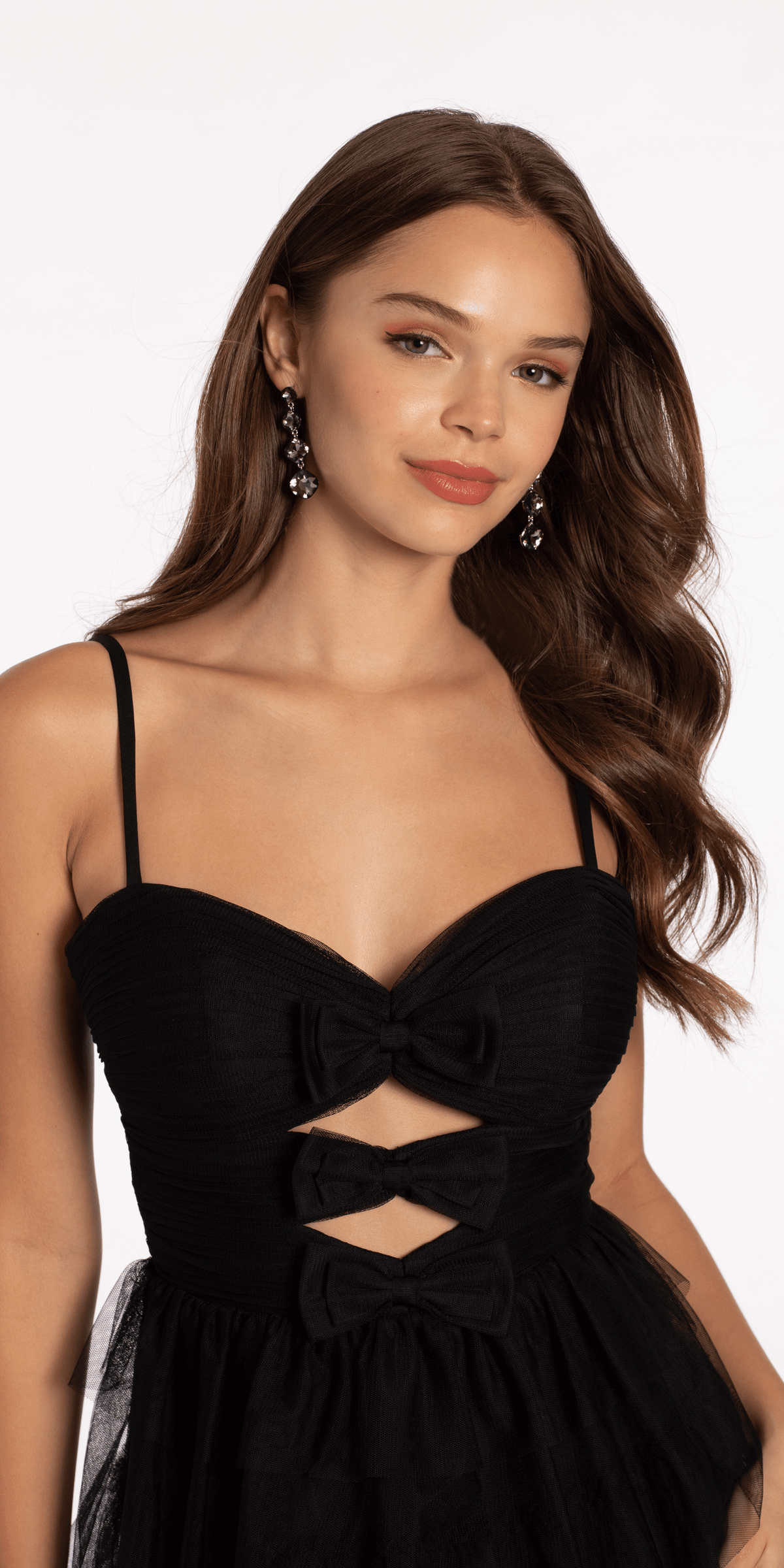 Peek a Boo Bows Mesh Tiered Fit and Flare Dress