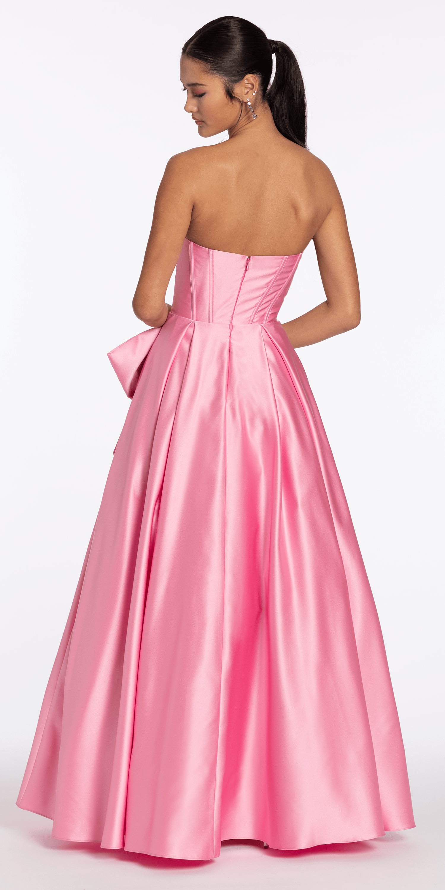 Strapless Satin Coreset Ballgown with Side Bow