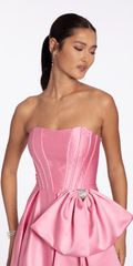 Strapless Satin Coreset Ballgown with Side Bow
